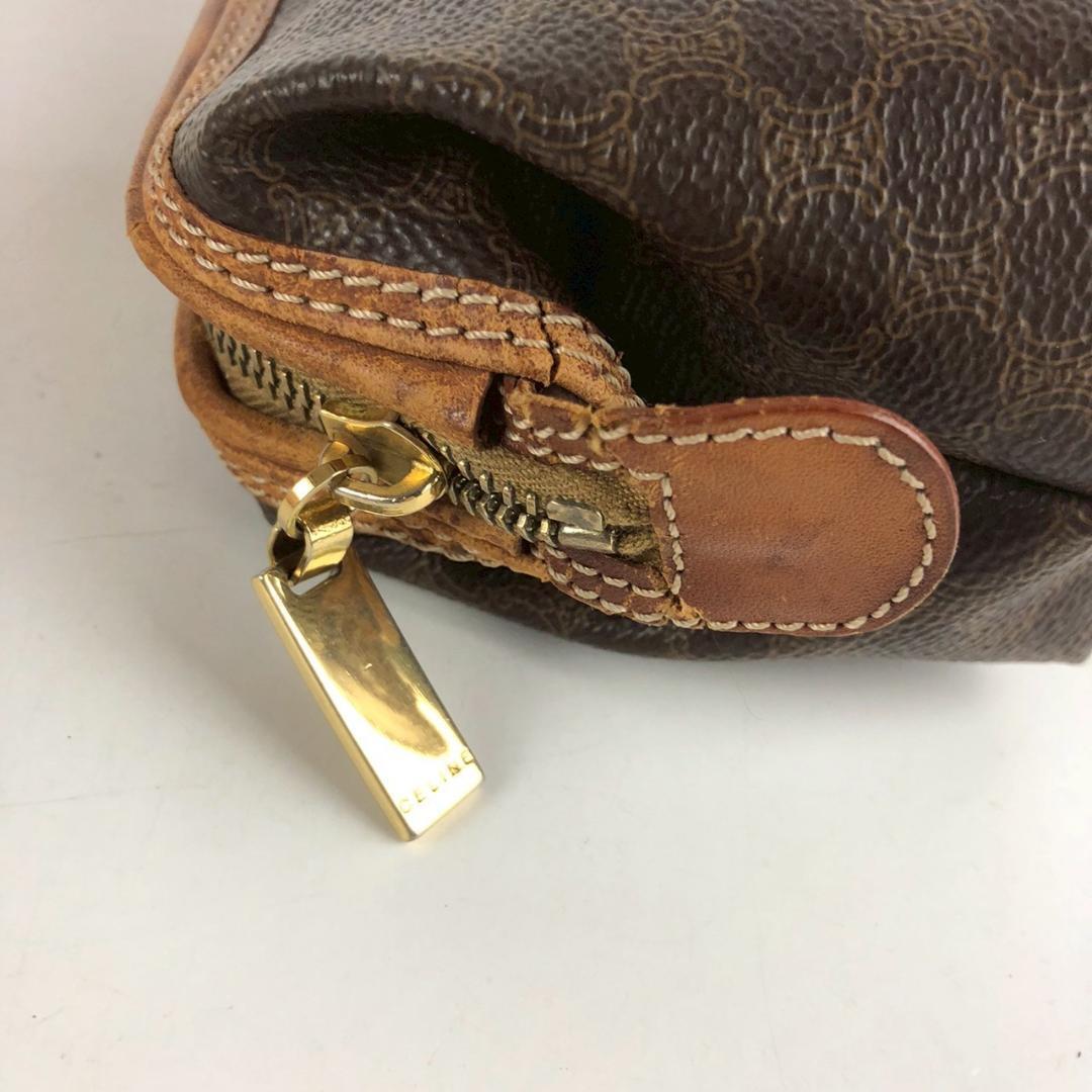 【USED】CELINE セリーヌ マカダム柄 ヴィンテージ 化粧ポーチ コスメポーチ オールドセリーヌ ブラウン 小物入れ 茶_画像5