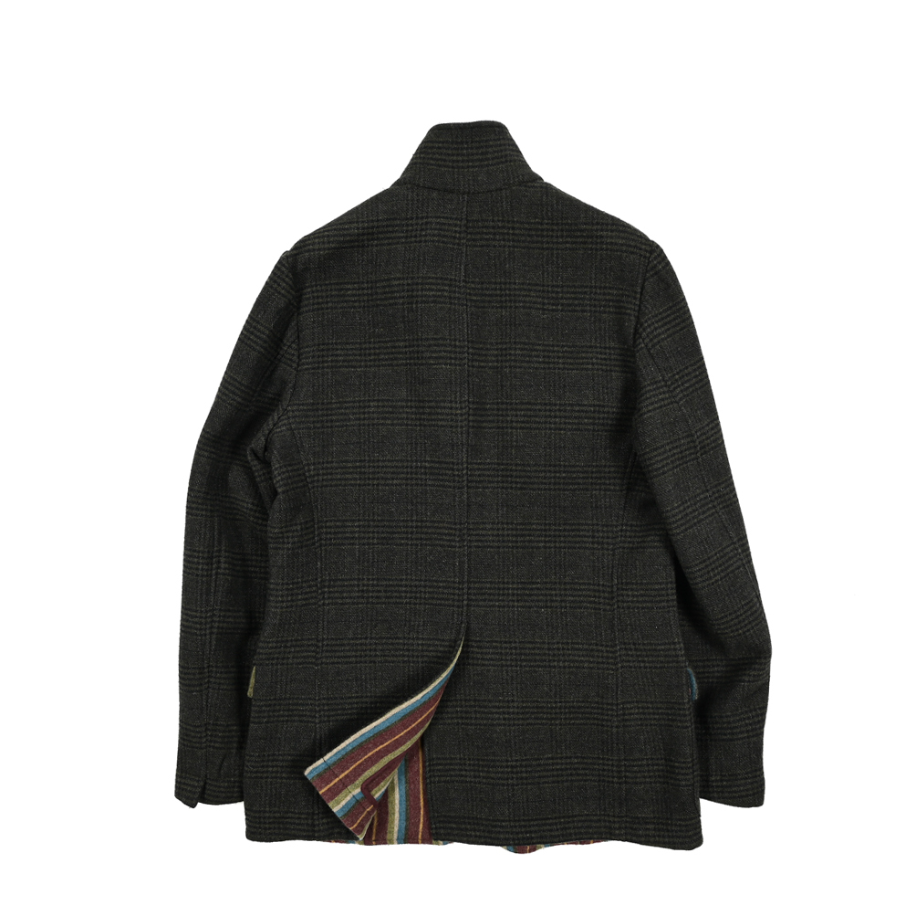 厳選 新着 新品 エトロ ETRO フィールドジャケット ブルゾン 秋冬 メンズ アウター ウール 100% チェック ネイビー ダークグリーン 406854_画像3