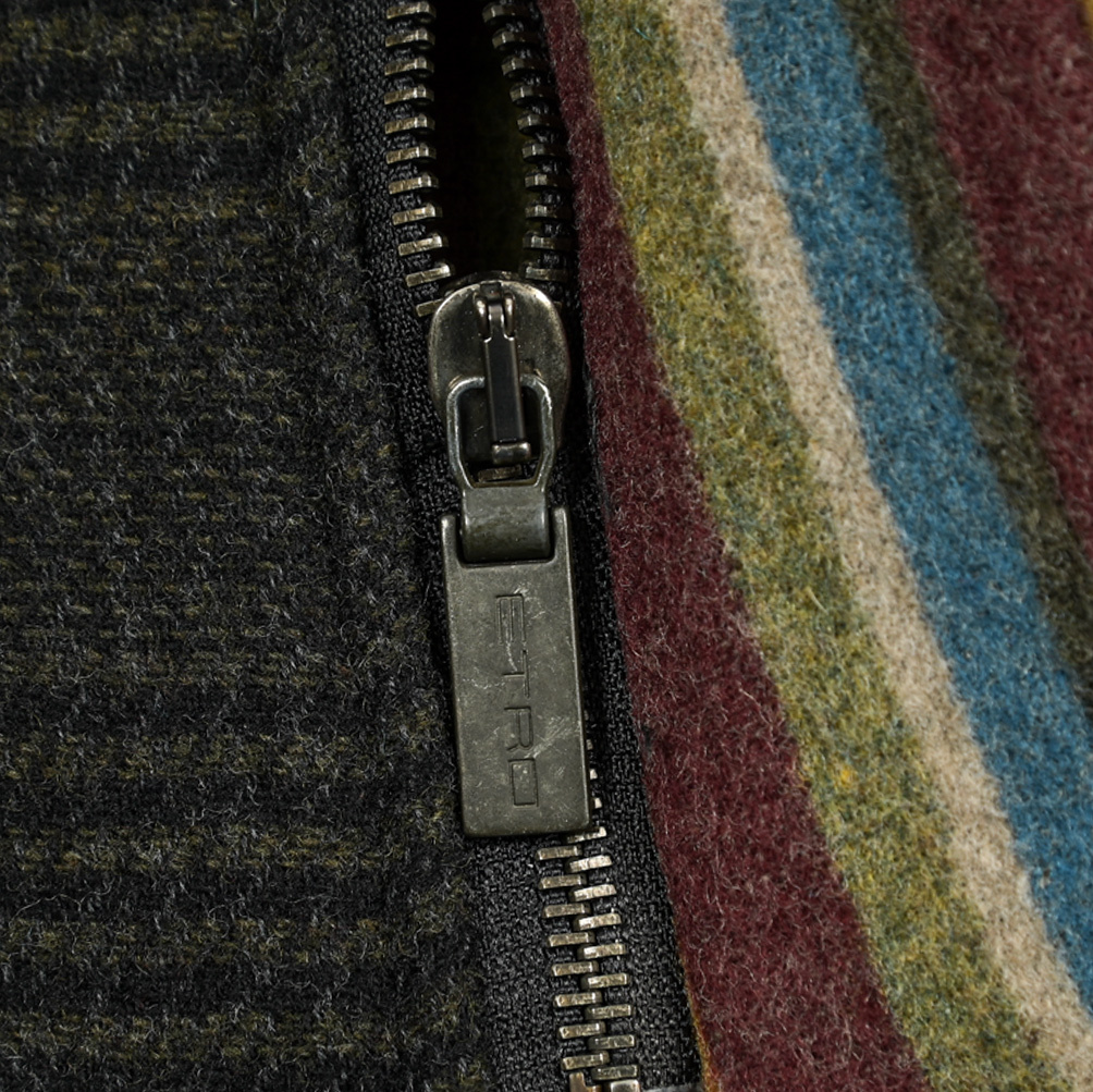 厳選 新着 新品 エトロ ETRO フィールドジャケット ブルゾン 秋冬 メンズ アウター ウール 100% チェック ネイビー ダークグリーン 406854_画像6