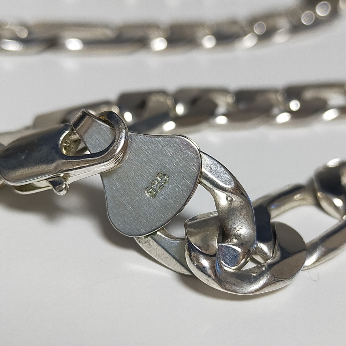 【100gオーバー】 極太 12mm 76cmロング 925製 フィガロチェーン ネックレス ヴィンテージ silver925/シルバー925_画像3