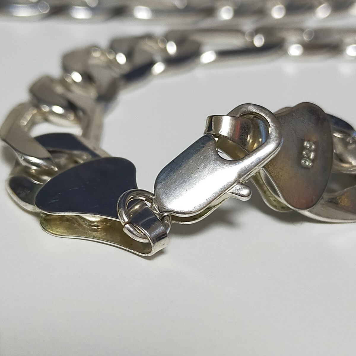 【100gオーバー】 極太 12mm 76cmロング 925製 フィガロチェーン ネックレス ヴィンテージ silver925/シルバー925_画像4