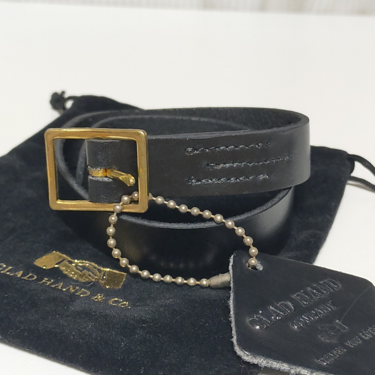 GLAD HAND グラッドハンド 【未使用品】 レザーブレスレット USA LEATHER BRACERET 2連 フリー ブラック(黒）_画像1