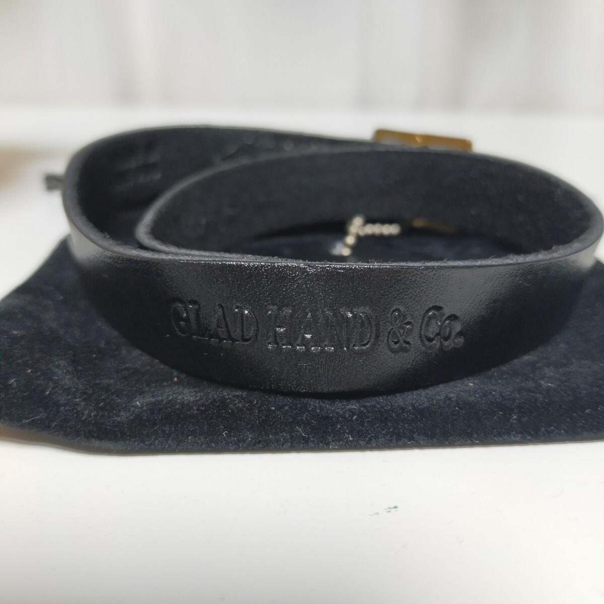 GLAD HAND グラッドハンド 【未使用品】 レザーブレスレット USA LEATHER BRACERET 2連 フリー ブラック(黒）_画像4