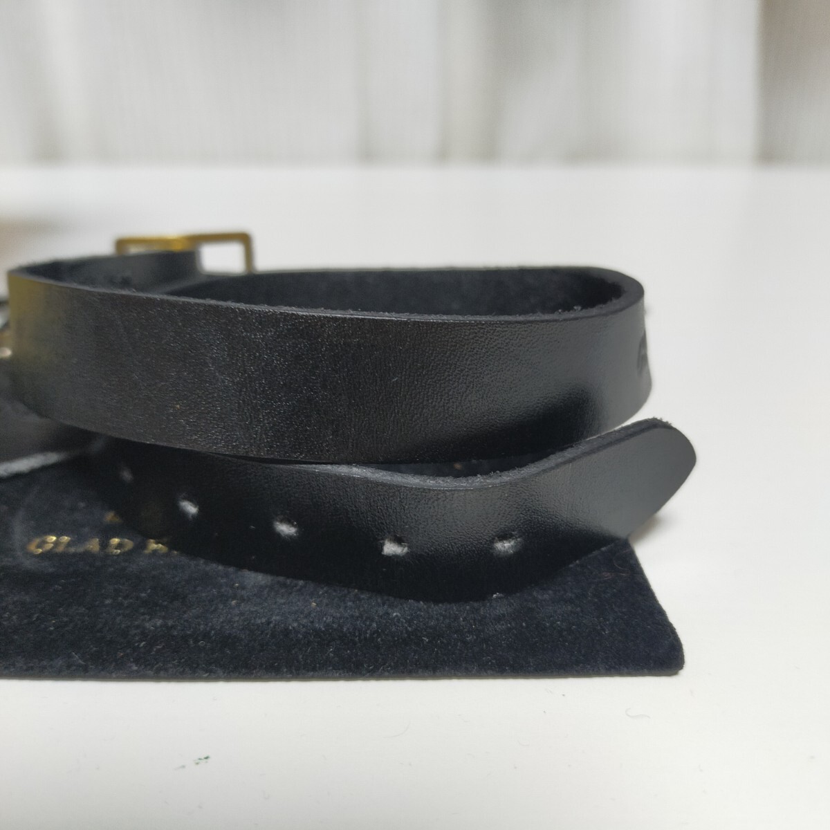 GLAD HAND グラッドハンド 【未使用品】 レザーブレスレット USA LEATHER BRACERET 2連 フリー ブラック(黒）_画像6