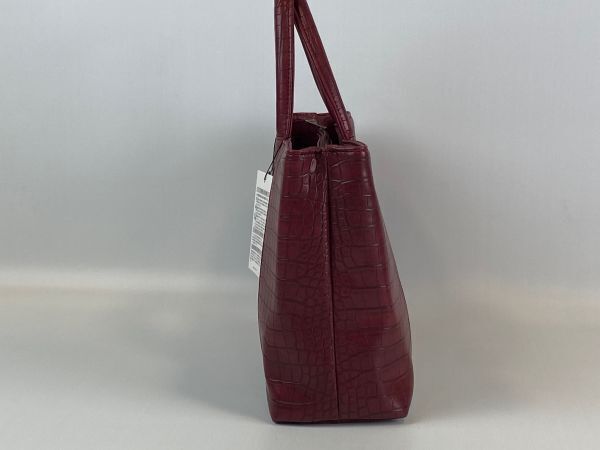 ▼三作▼新品　クロコダイル調　手提げバッグ　ワイン　_画像2