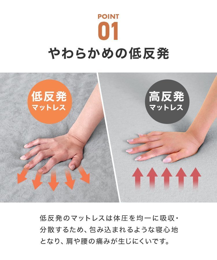 【ベージュ/セミダブル】マットレス 低反発 マットレストッパー 低反発ウレタン 腰痛 ノンスプリングマットレス 洗えるカバー ベッド 寝具_画像2
