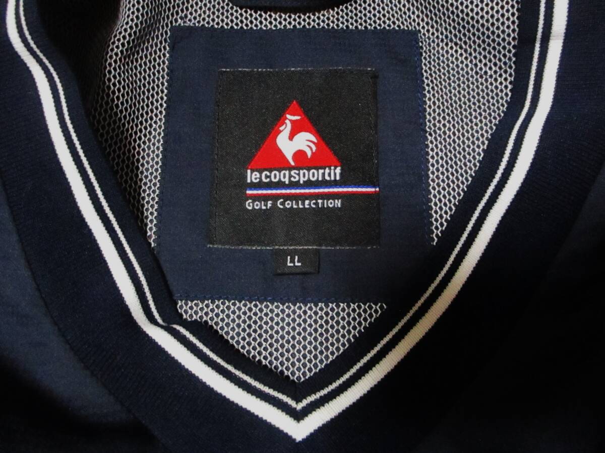 美品・ルコック　ゴルフ・袖取り外し可能ウインドプルオーバー・紺色・サイズLL_画像3