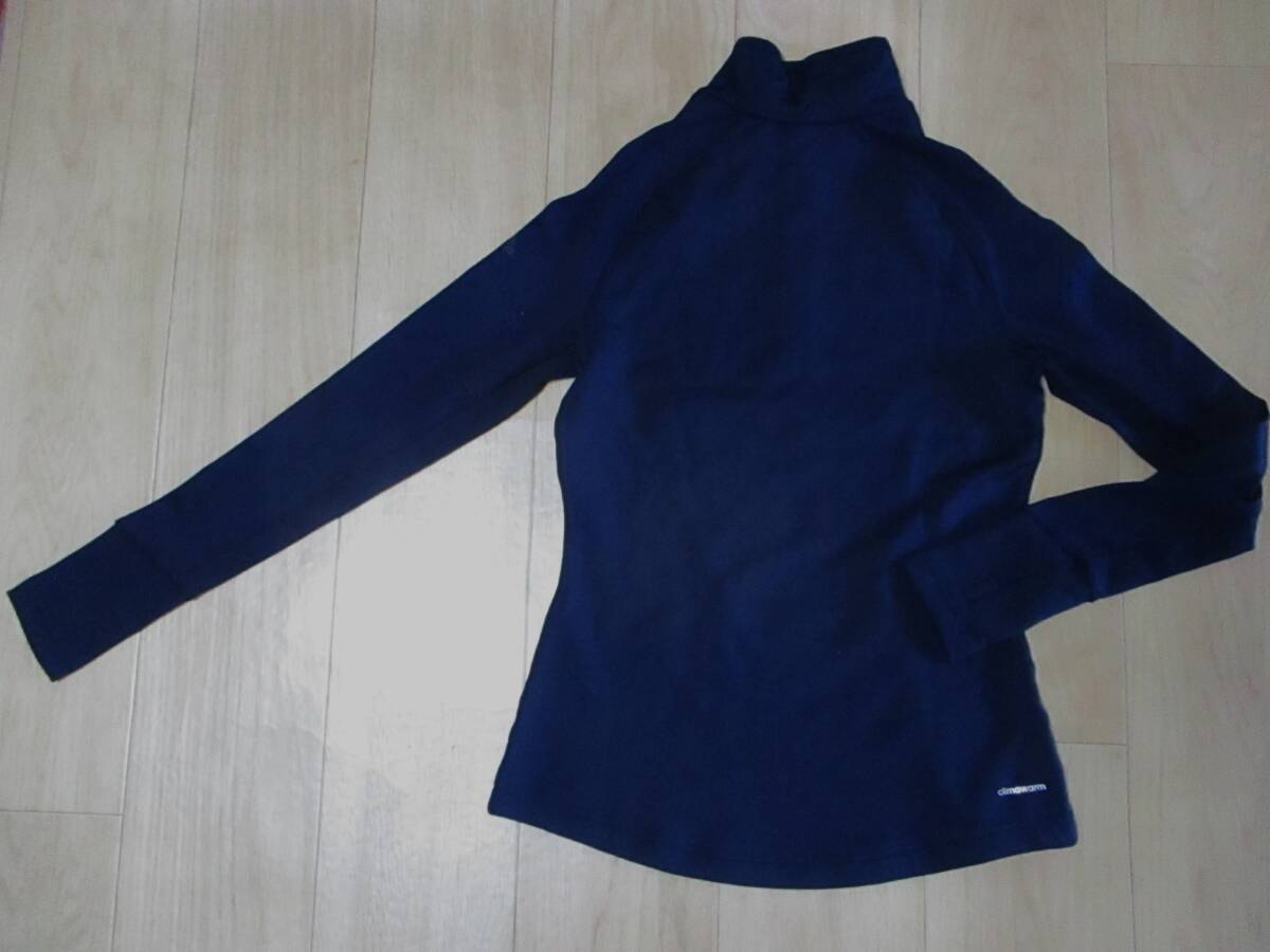 美品・アディダスCLIMA WARM tech fit・ハーフジップ長袖シャツ・紺色・サイズL_画像5
