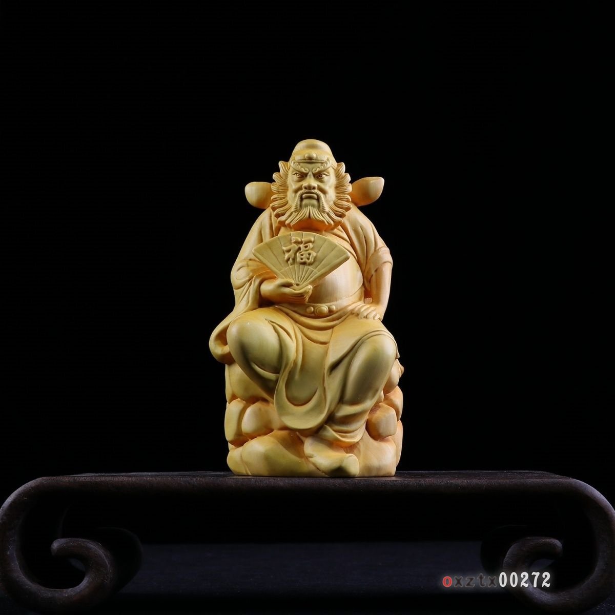 黄楊木彫刻人物置物 鍾馗鎮宅工芸品 コレクション 130*80*55mm_画像3