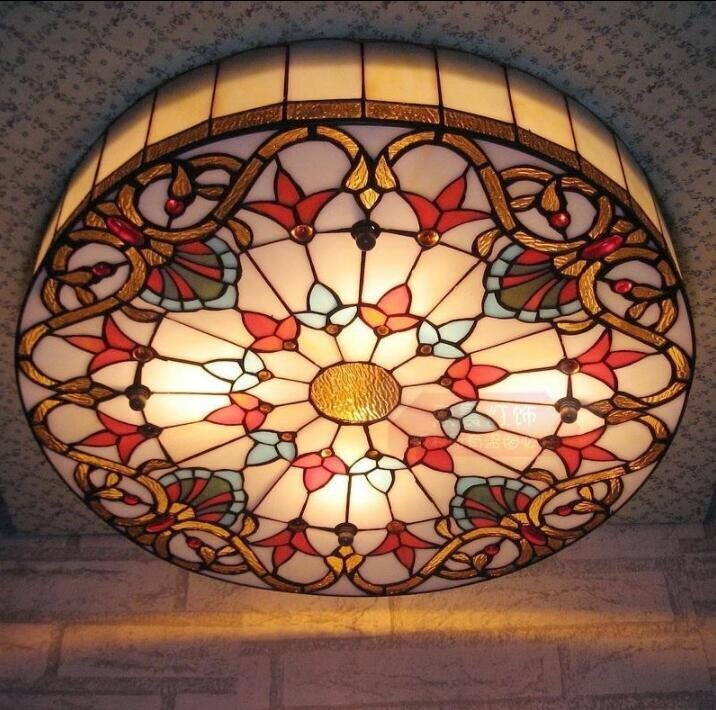 美品 ステンドグラス ペンダントライト 豪華天井照明ステンドグラスランプ ガラス貝工芸品_画像3