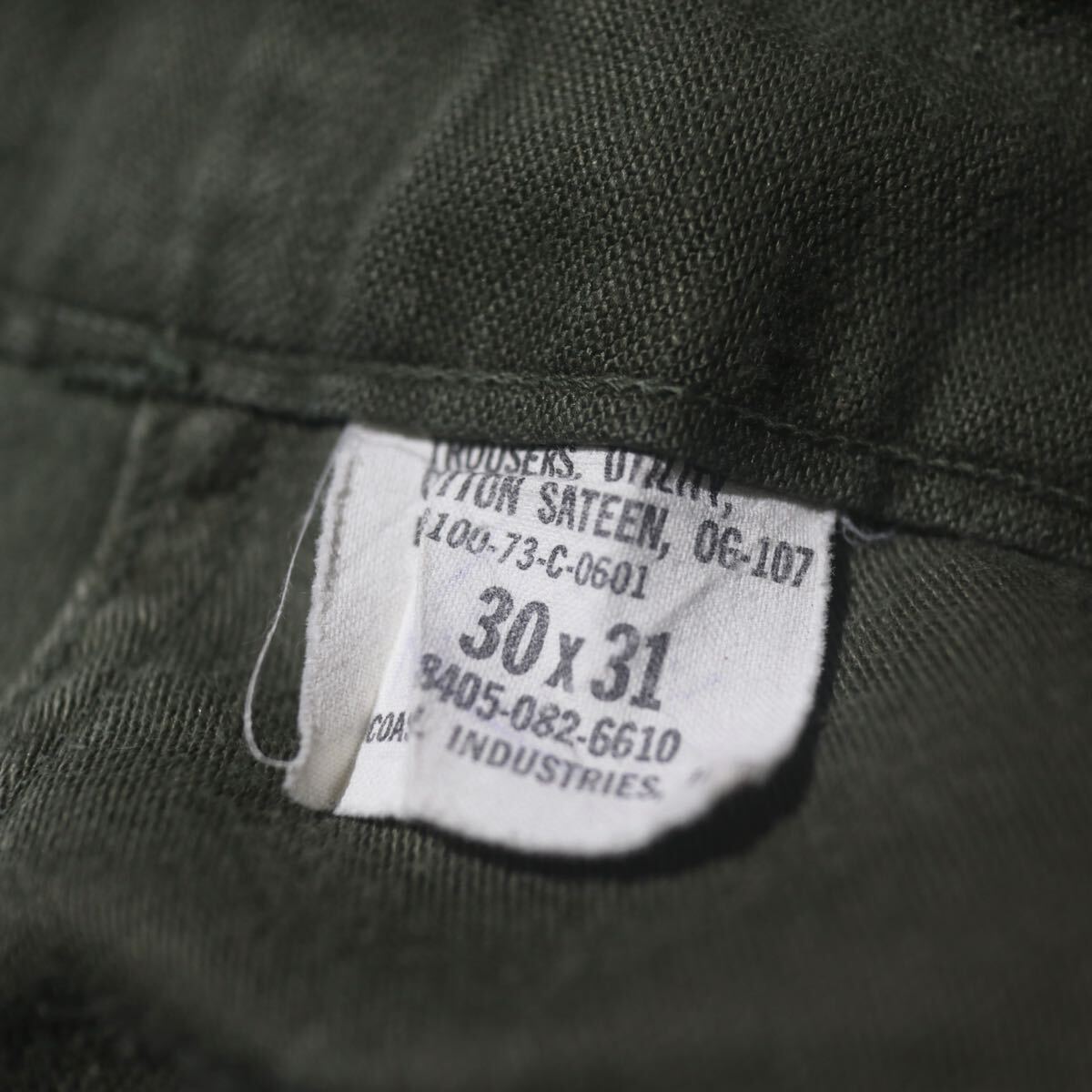 【即決】70s US ARMY OG107 ミリタリー ベイカーパンツ アメリカ軍 米軍 USA アメリカ製 古着 30×31_画像9