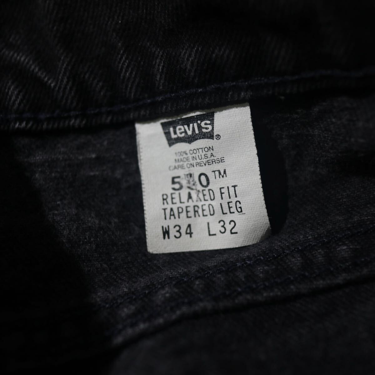 【即決】90s Levi's 550 リーバイス ブラック デニムパンツ 後染め 黒 USA アメリカ製 古着 W34_画像9