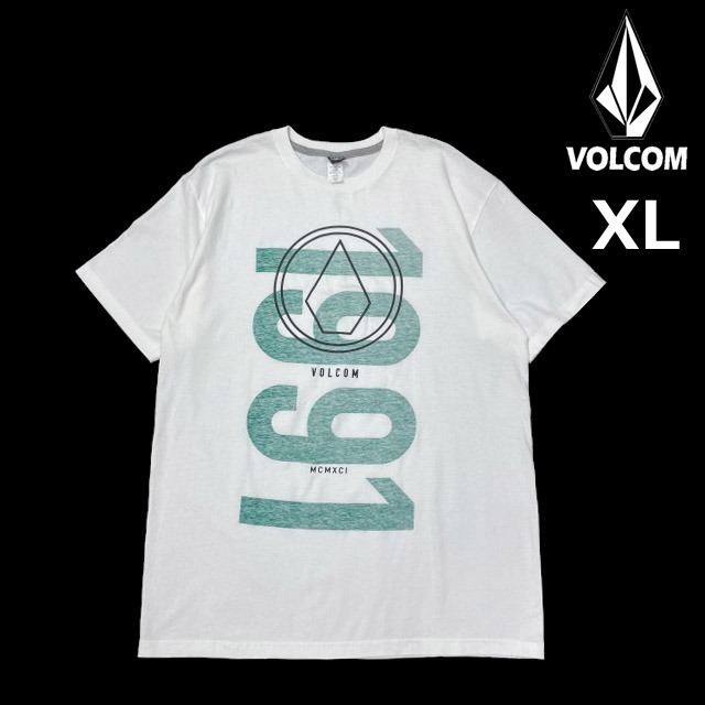 売切り【正規新品】VOLCOM ボルコム 半袖 Tシャツ スケート サーフ ストーンロゴ 男女兼用(XL)白 250617-B_画像1