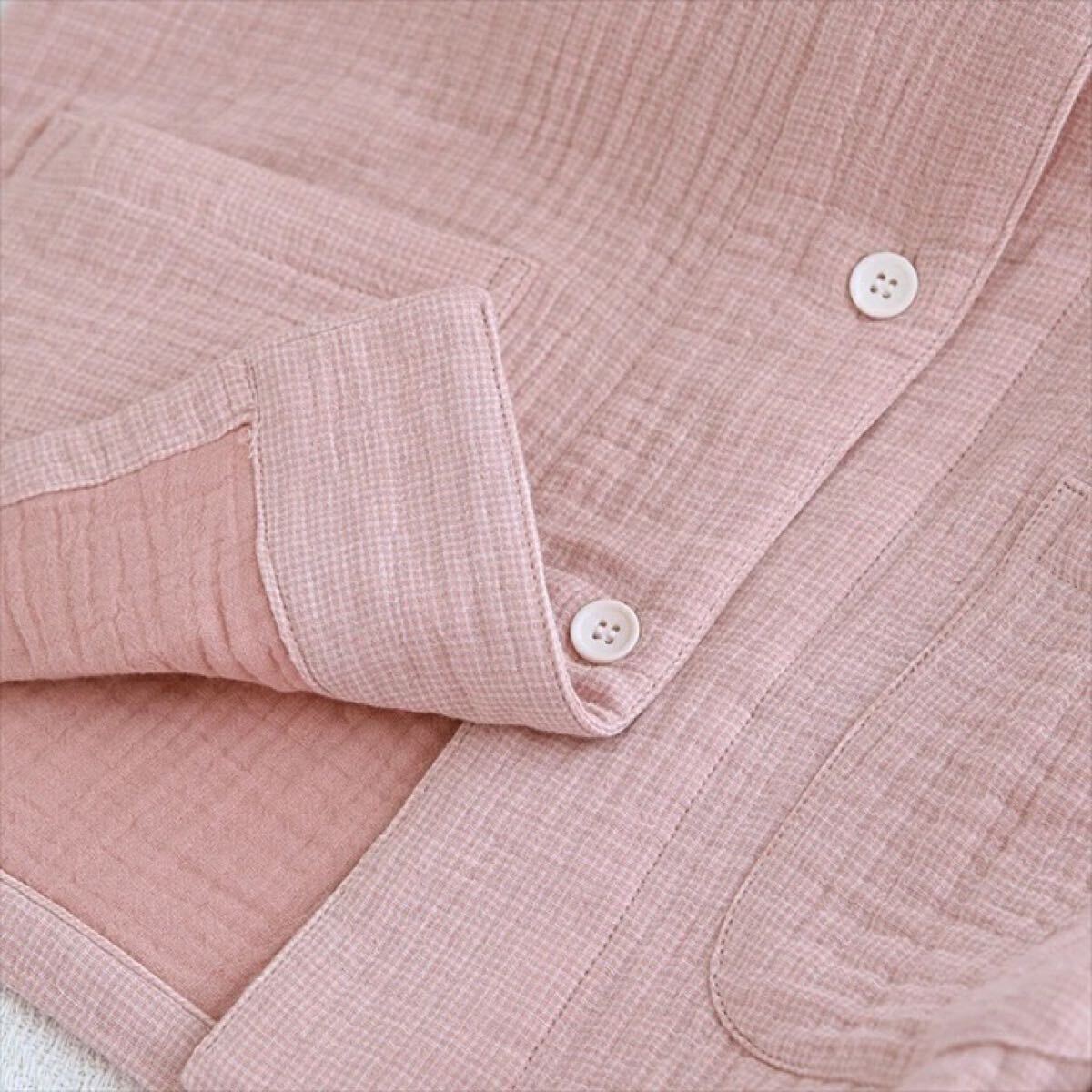 パジャマ レディース M綿100％ 4重ガーゼ 秋冬快眠パジャマ ピンク 四層ガーゼ_画像6