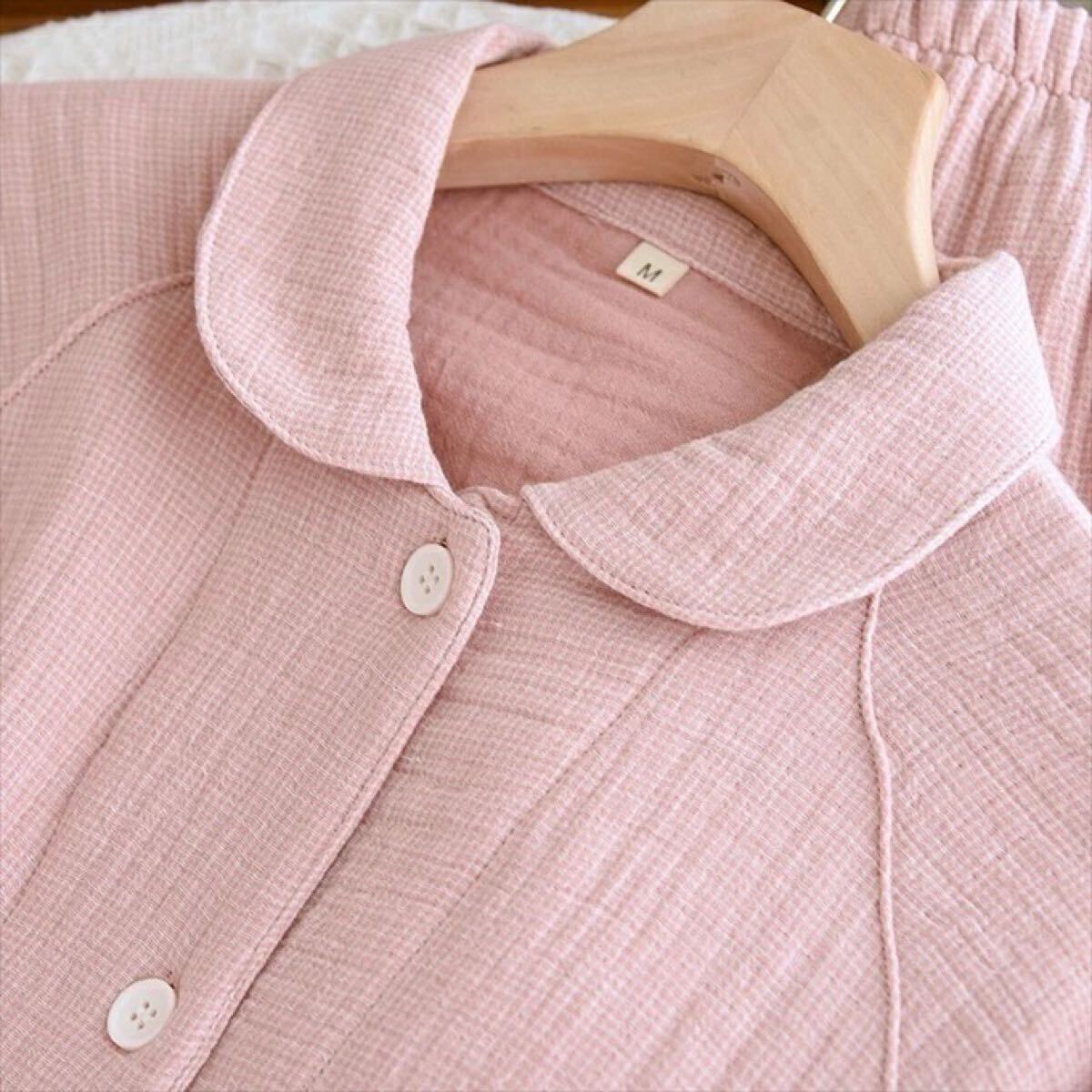 パジャマ レディース M綿100％ 4重ガーゼ 秋冬快眠パジャマ ピンク 四層ガーゼ_画像8