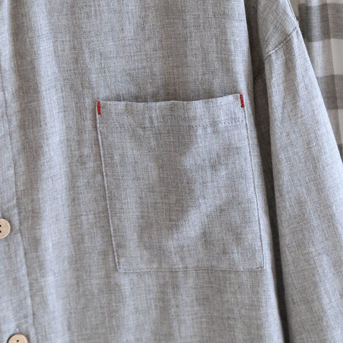 パジャマXLメンズ 綿100%長袖綿ダブルガーゼ前開き上下セットルームウェア部屋着男性紳士チェック柄 プレゼント_画像7