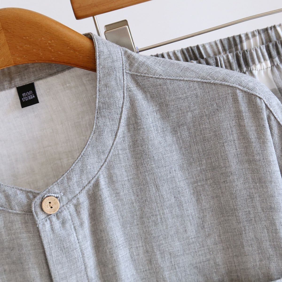 パジャマXLメンズ 綿100%長袖綿ダブルガーゼ前開き上下セットルームウェア部屋着男性紳士チェック柄 プレゼント_画像8