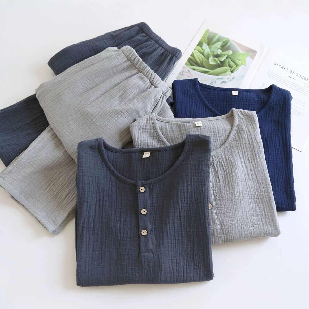 пижама M мужской длинный рукав хлопок 100 салон одежда верх и низ в комплекте часть магазин надеты спальная одежда вентиляция удобный джентльмен входить . входить место длинные брюки застежка с планкой .. хлопок темно-синий