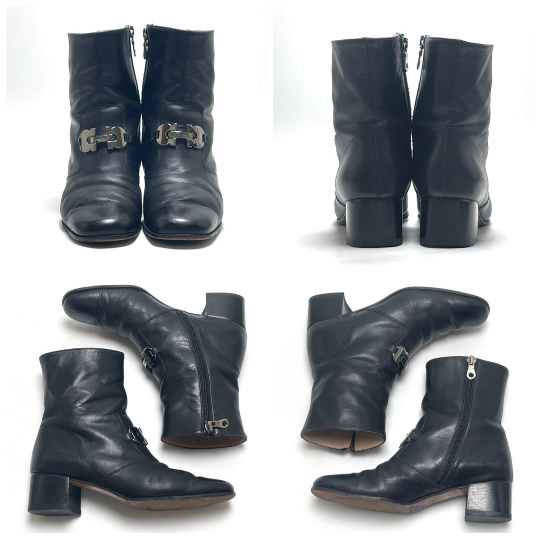 Ferragamo Ferragamo gun chi-ni короткие сапоги лодыжка ботинки черный чёрный боковой Zip боковой молния кожа 22.5cm женский 
