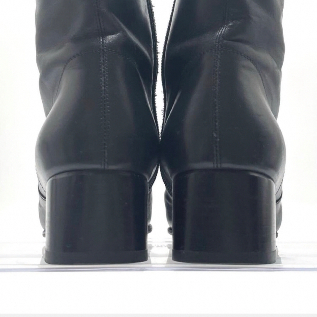 Ferragamo Ferragamo gun chi-ni короткие сапоги лодыжка ботинки черный чёрный боковой Zip боковой молния кожа 22.5cm женский 