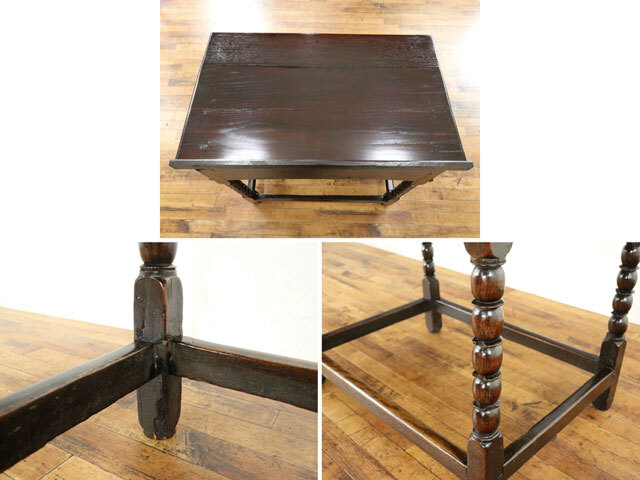 アンティーク サイドテーブル 落ち着いた雰囲気 長方形 引き出し付き 柱部分のデザインも素敵 アンティークフレックス フランス 65320_画像8