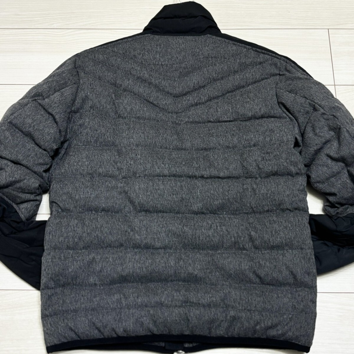 極美品/Lサイズ相当●DIESEL ディーゼル ダウンジャケット ライダース 切替 袖ブレイブマンワッペン グレー ブラック メンズ アウター_画像6