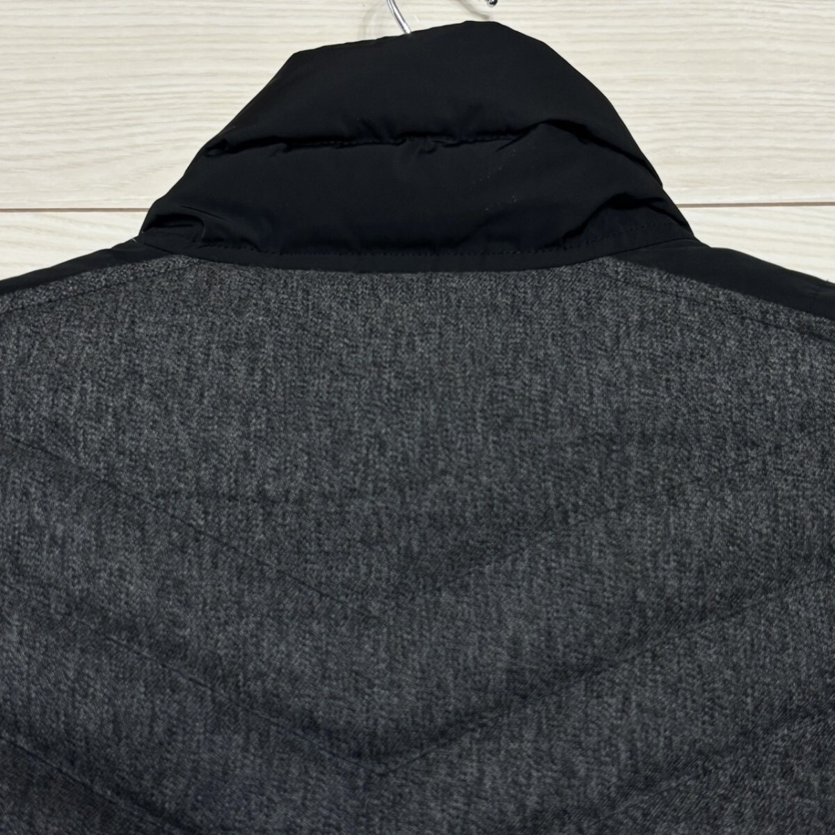 極美品/Lサイズ相当●DIESEL ディーゼル ダウンジャケット ライダース 切替 袖ブレイブマンワッペン グレー ブラック メンズ アウター_画像7