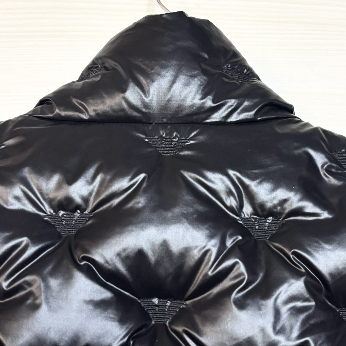極美品/L(48)サイズ●EMPORIO ARMANI エンポリオアルマーニ ロゴエンボス ダブルジップ ダウンジャケット ブラック キルティング アウター_画像7