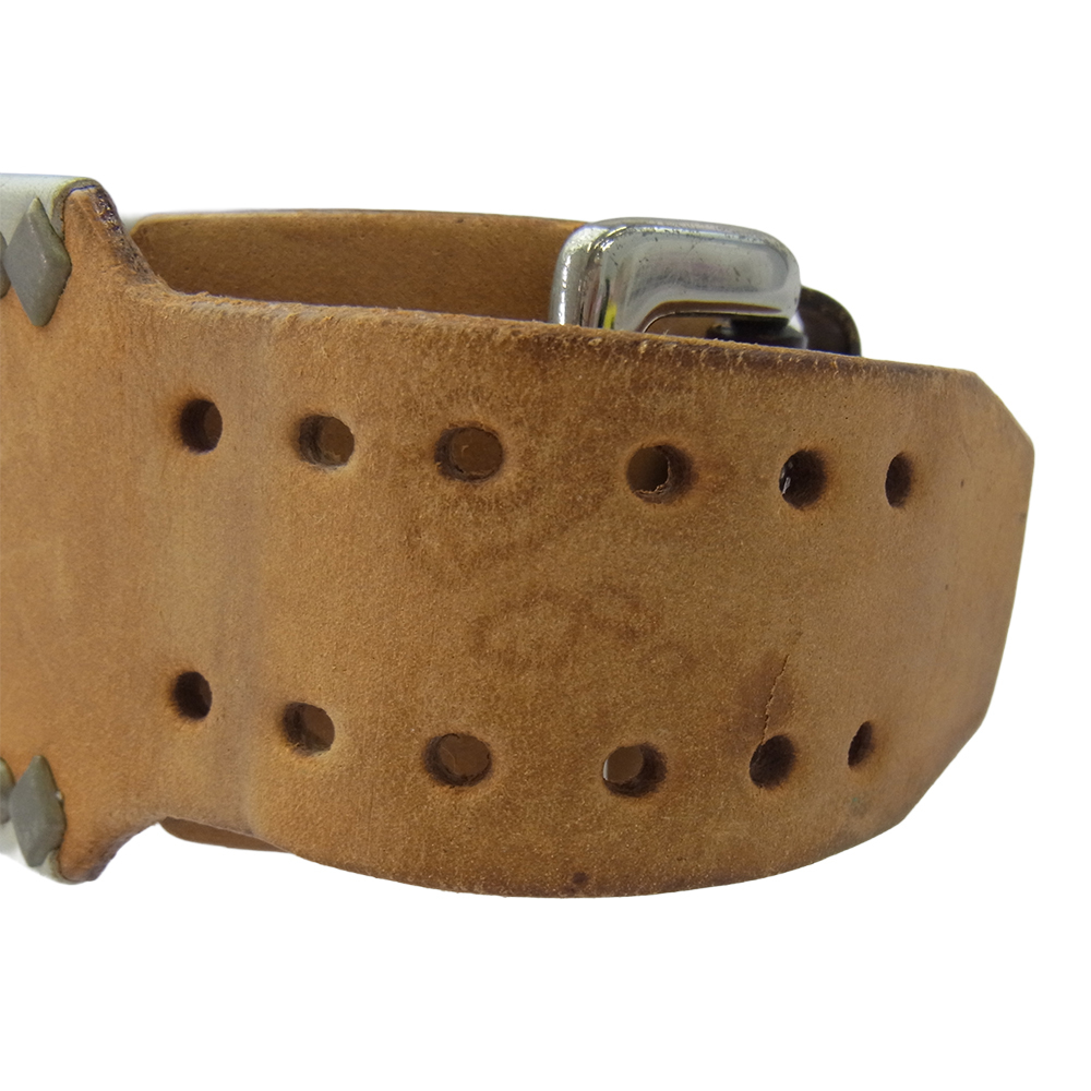 WOLF'S HEAD ウルフズヘッド ターコイズ カスタム レザー スタッズ ブレスレット ベージュ系【中古】_画像5