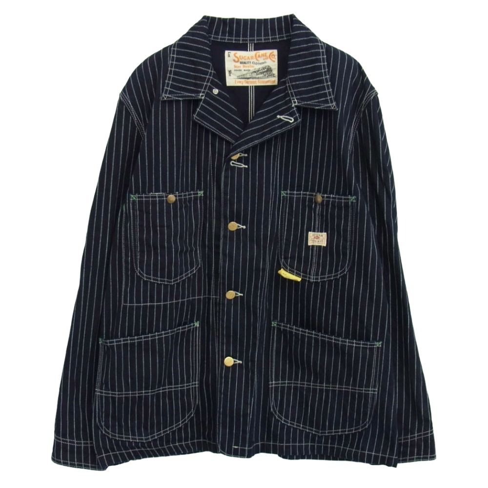 SUGAR CANE シュガーケーン SC14372 9oz WABASH STRIPE WORK COAT ウォバッシュ ストライプ カバーオール ジャケット 40【美品】【中古】_画像1
