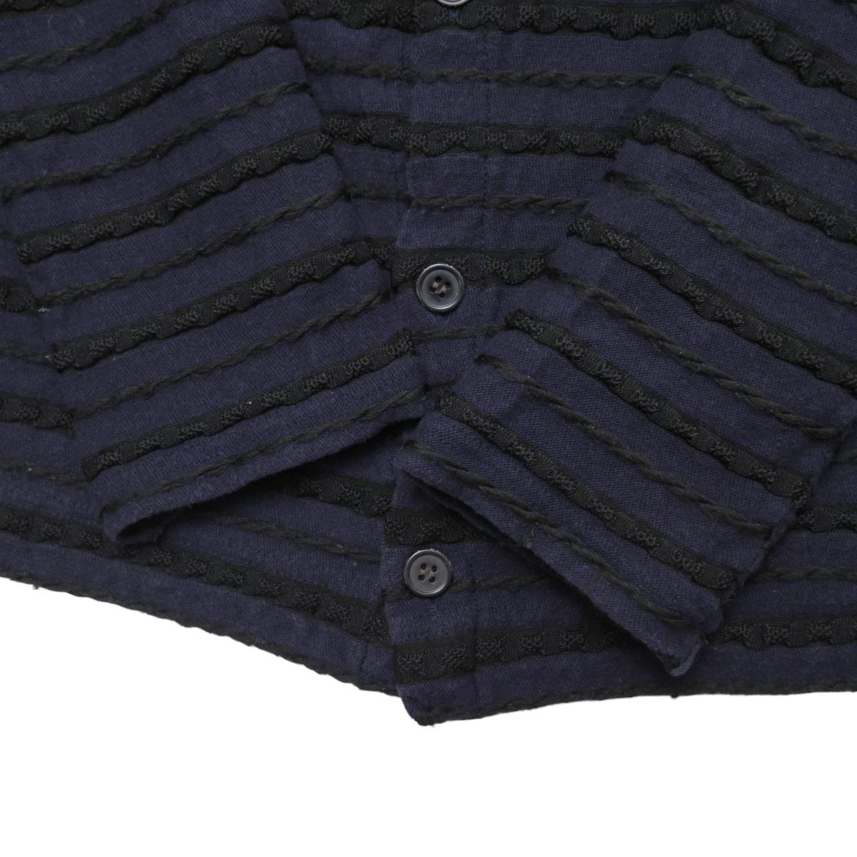 TJ5669☆ワイズ Y's ヨウジヤマモト ボーダー柄 ニット カーディガン ロング丈 長袖 ボートネック コットン混 パープル系 サイズ2_画像4