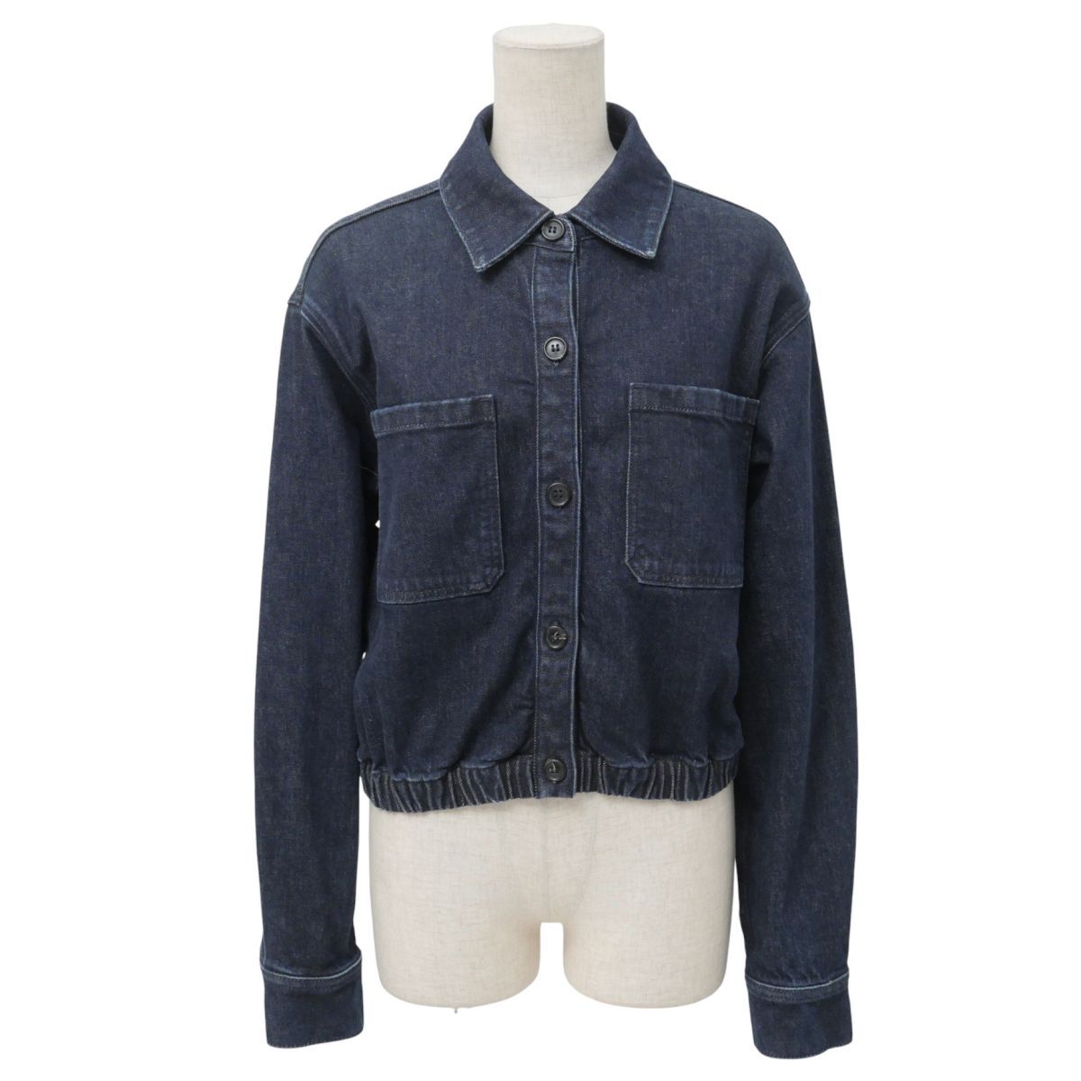 MI2163☆セオリー Theory デニムジャケット トラッカージャケット ジージャン ブルゾン ストレッチ 裾ゴム 長袖 インディゴ Sサイズ_画像1