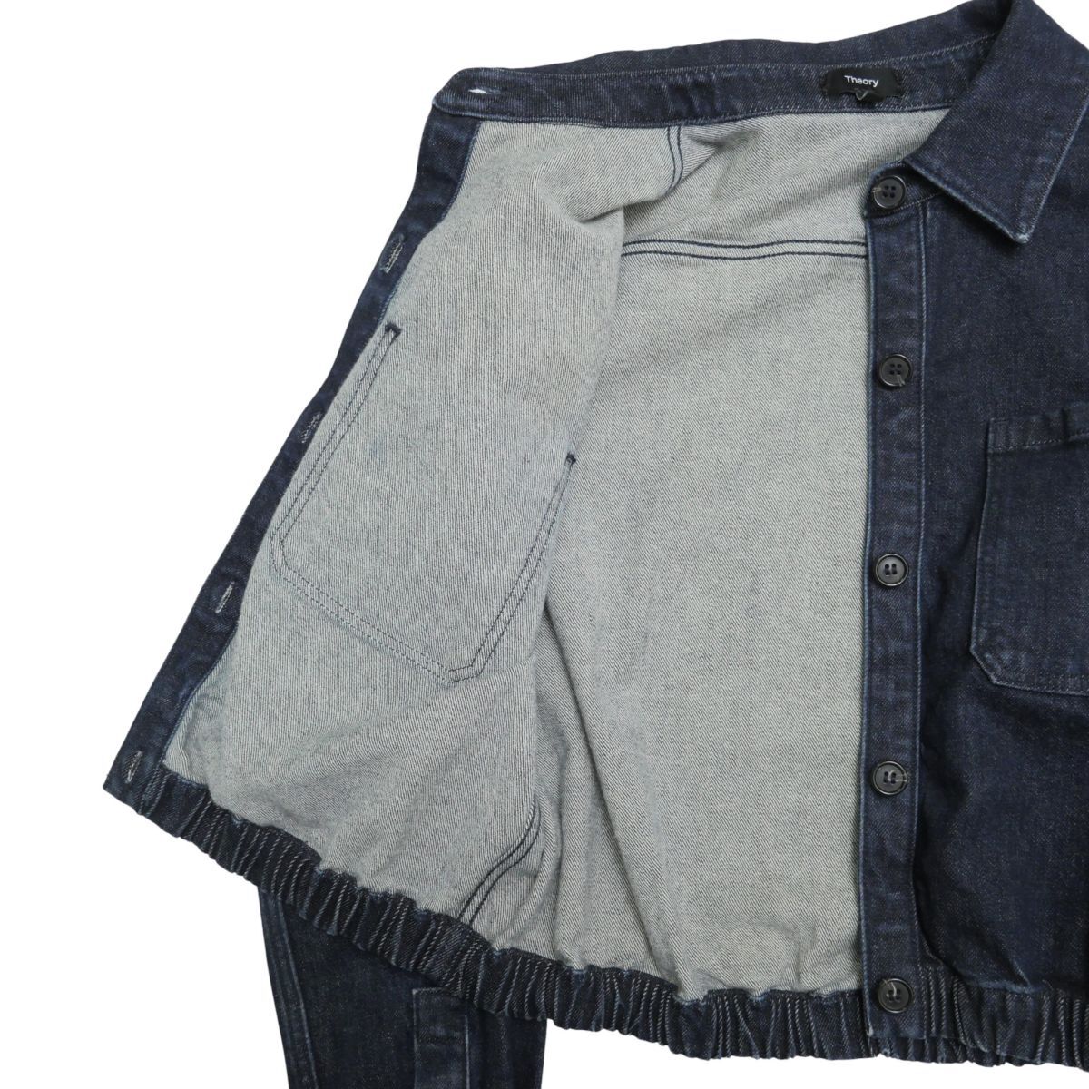 MI2163☆セオリー Theory デニムジャケット トラッカージャケット ジージャン ブルゾン ストレッチ 裾ゴム 長袖 インディゴ Sサイズ_画像5