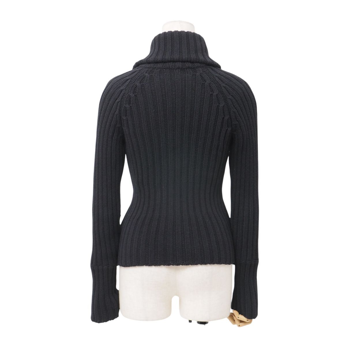 MH9793》FOXEY フォクシー ニット セーター ドライバーズニット Wジップ ジャケット コットン サイズ38 ブラック_画像3