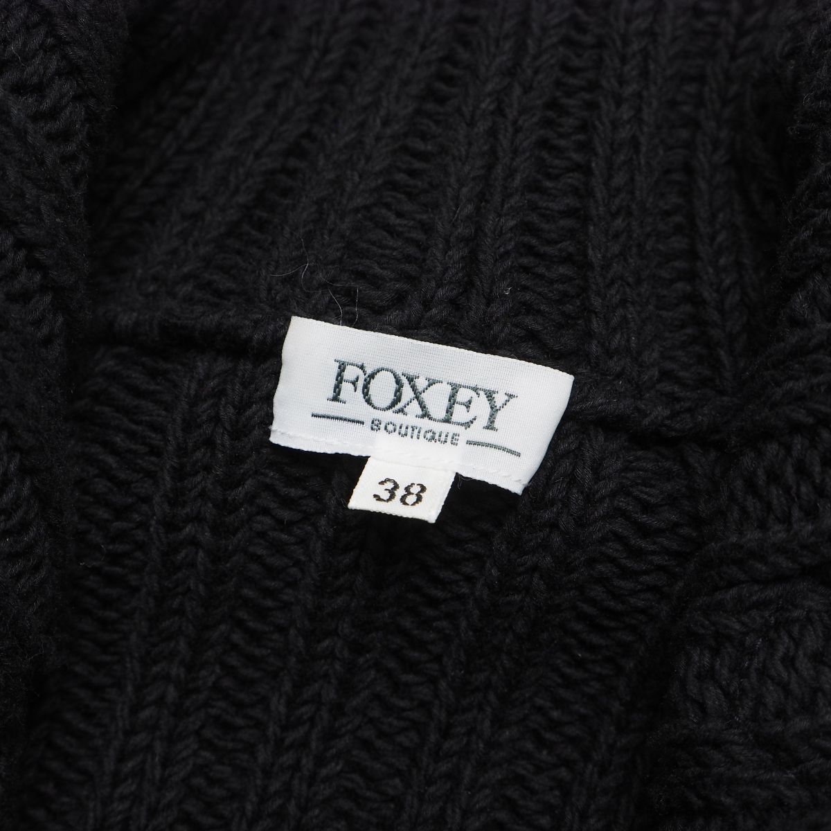 MH9793》FOXEY フォクシー ニット セーター ドライバーズニット Wジップ ジャケット コットン サイズ38 ブラック_画像8