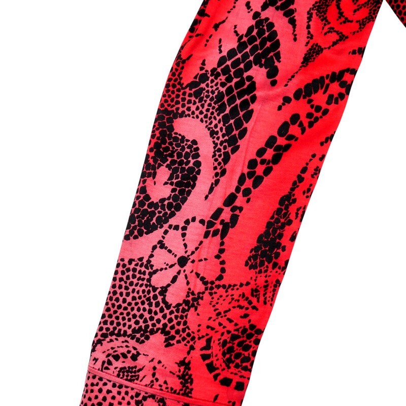 TJ5049#2点セット*レオナール*LEONARD*長袖シャツ+タートルネックカットソー*総柄*花柄*シルク混*コットン*レッド系*サイズM_画像5