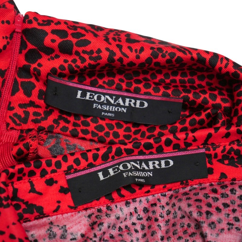 TJ5049#2点セット*レオナール*LEONARD*長袖シャツ+タートルネックカットソー*総柄*花柄*シルク混*コットン*レッド系*サイズM_画像7