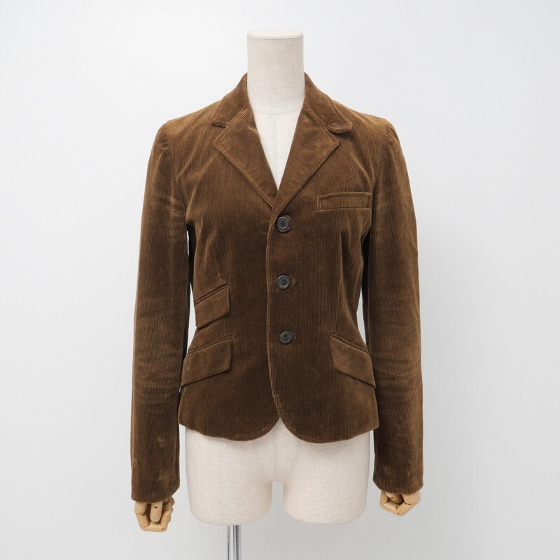 TI8205★RALPH LAUREN ラルフローレン コーデュロイ ストレッチ エルボーパッチ/羊革 ジャケット ブレザー ブラウン サイズ9_画像1