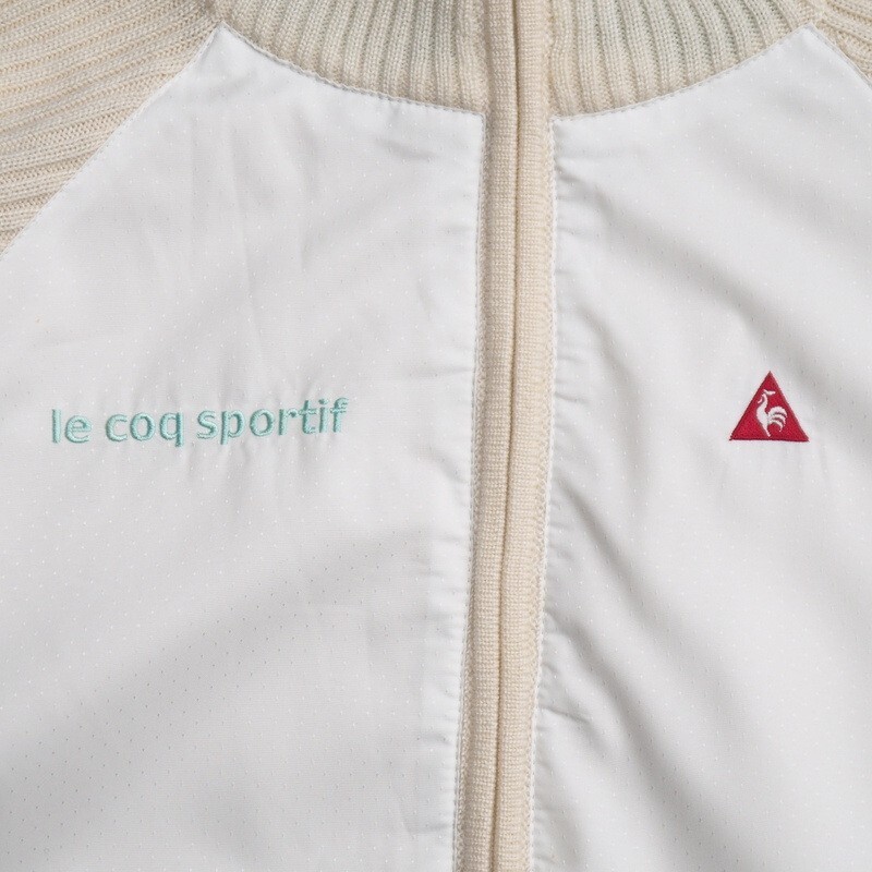 TI8328*lecoq sportif GOLF Le Coq s Porte .f Golf необычность материалы переключатель ребра вязаный воротник-стойка Zip выше жакет слоновая кость M