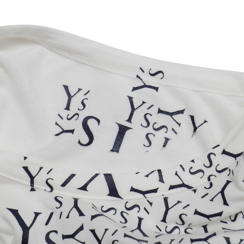 TJ5674□ワイズ/Y's ヨウジヤマモト 17AW YK-T16-263 ロゴプリント 長袖 クルーネック Tシャツ カットソー サイズ2 ホワイト×ブラック系_画像5