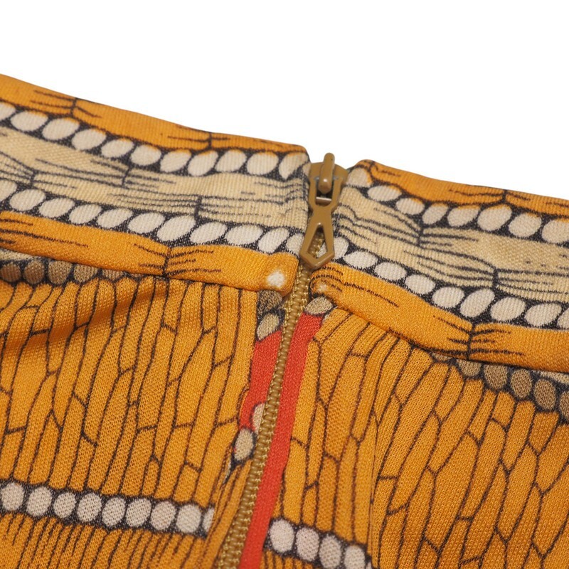 TJ4681=フランス製*レオナール/LEONARD Fashion*ヴィンテージ*総柄*ストレッチ*長袖ワンピース*オレンジ×レッド×ブラウン系_画像6