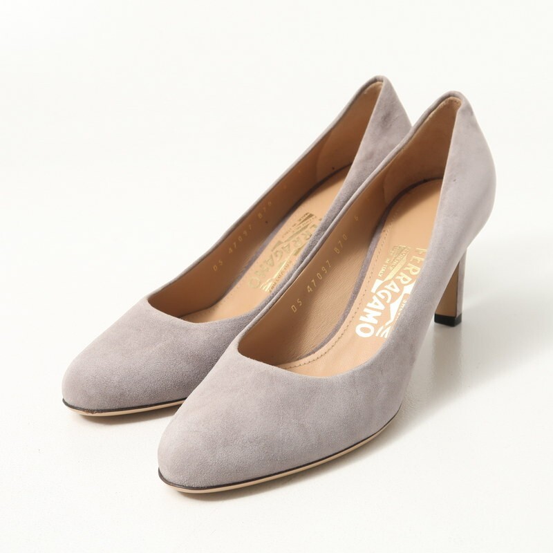 MH9895▼イタリア製*サルヴァトーレフェラガモ Salvatore Ferragamo*スエードレザー パンプス 靴 6C(23.0cm相当) グレー_画像1