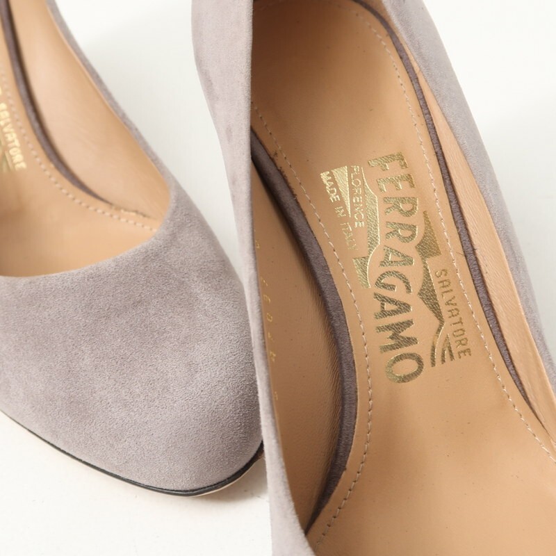 MH9895▼イタリア製*サルヴァトーレフェラガモ Salvatore Ferragamo*スエードレザー パンプス 靴 6C(23.0cm相当) グレー_画像5