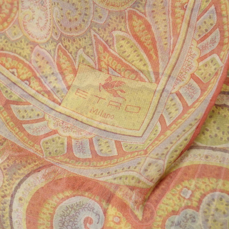 TJ5515*《2点セット》ETRO エトロ ペイズリー シルクストール ショール スカーフ マルチカラー イタリア製_画像7