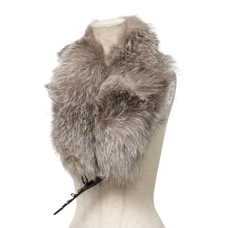 GR4641*イタリア製 S MaxMara エスマックスマーラ フォックスファー ティペット ストール マフラー ショール FOX ブラウン_画像1