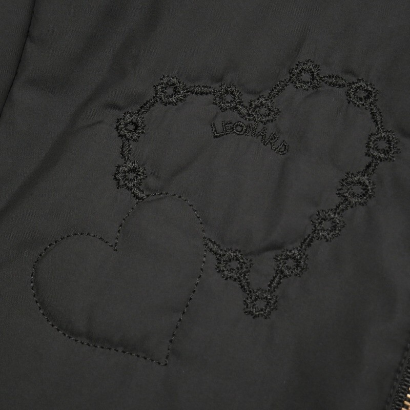MI2632=レオナールスポーツ/LEONARD SPORT*フラワープリント*ロゴ/ハート刺繍*中わた入りジャケット*サイズ40*ブラック系_画像6