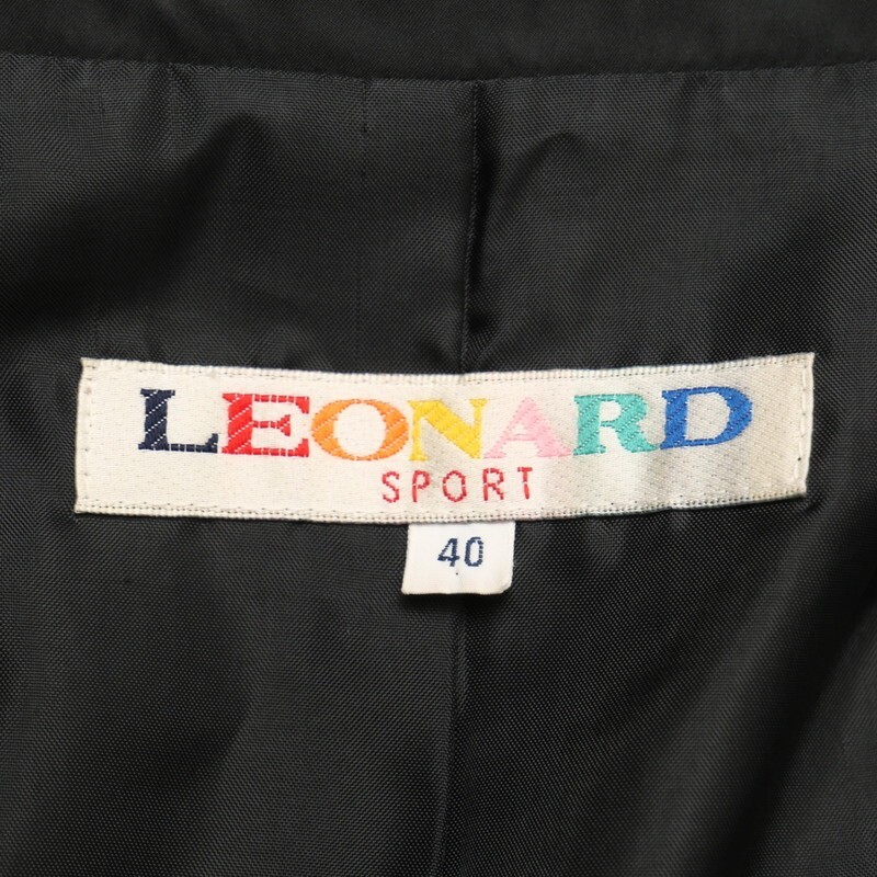 MI2632=レオナールスポーツ/LEONARD SPORT*フラワープリント*ロゴ/ハート刺繍*中わた入りジャケット*サイズ40*ブラック系_画像8
