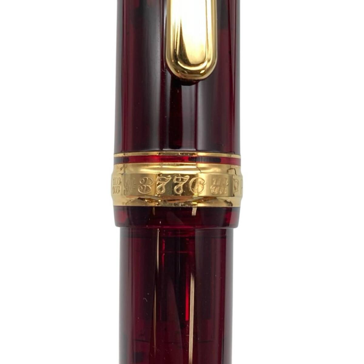プラチナ萬年筆 万年筆 #3776 センチュリー ロジウム ブルゴーニュ ペン先刻印14K レッド系 筆記未確認_画像8