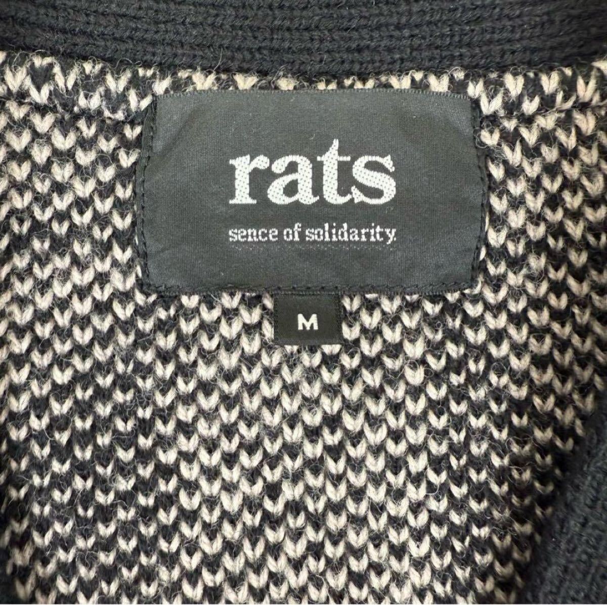 rats ラッツ ウールアクリル 総柄ニットカーディガン　サイズM_画像4