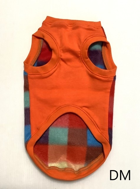 ☆フリース　カラフルチェックタンク　オレンジレッド　ダックスM　犬服☆_画像2